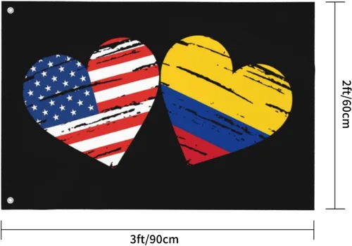 Vista 3 de Bandera colombiana de Estados Unidos, bandera colombiana personalizada, cuadrada, decorativa, de 2 x 3 pies, banderas de jardín, banderas