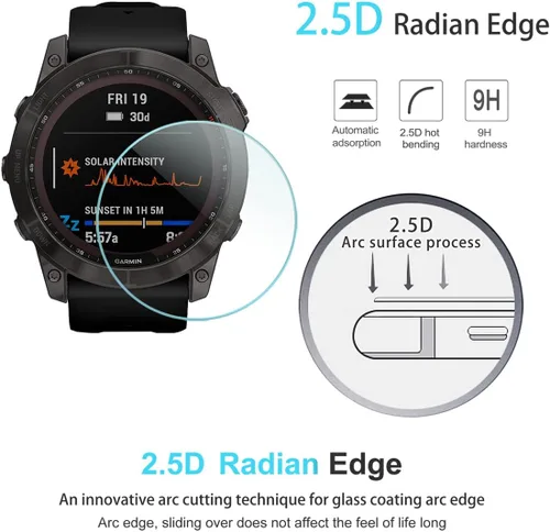 Vista 3 de Suoman Paquete de 4 protectores de pantalla para Garmin Fenix 7 de 1.850 in, [antiarañazos] 2.5D 9H dureza ultra fina vidrio templado película