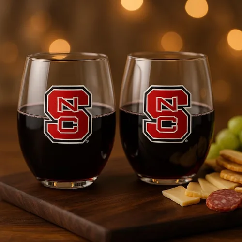 Vista 3 de NC State Wolfpack - Copa de vino sin tallo de 15 onzas con licencia