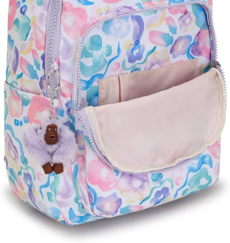 Vista 7 de Kipling Seúl - Mochila pequeña para tableta, diseño de flores acuáticas, talla única