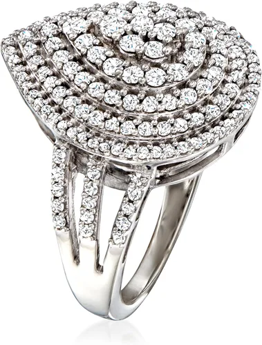 Vista 3 de Ross-Simons 1.00 ct. t.w. Diamond Pear-Shaped Ring in Sterling Silver