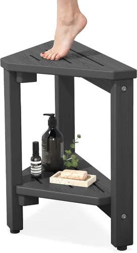 Vista 10 de SERWALL Reposapiés de ducha de 15 pulgadas para afeitarse piernas, taburete de ducha esquinero impermeable para ducha interior, banco de ducha
