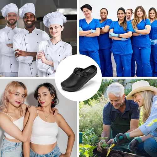 Vista 2 de ZXT Zuecos de trabajo con soporte de arco, antideslizantes, zapatos ortopédicos para chef, enfermera, jardín, cómodas, sandalias deslizantes