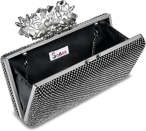 Vista 7 de Bolsos de noche brillantes para fiesta, para invitados de boda, monederos formales