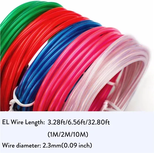 Vista 4 de Fengyan - Luces de paisaje de 16.4 ft, cable EL, luz de neón flexible, 16.4 ft, 9.8 ft, 3.3 ft, cable de cinta de luz LED para decoración