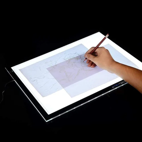 Vista 2 de Caja de luz LED A4 ultradelgada portátil con atenuación de brillo, luz de trazado de arte LED para artistas, dibujo, bocetos, animación, estampado
