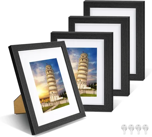 Vista 8 de Nacial Portarretratos de 5 x 7 pulgadas, juego de 4 portarretratos para fotos de 4 x 6 pulgadas con paspartú, para fotos de 5 x 7 pulgadas sin