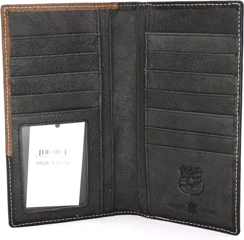 Vista 3 de West Star - Billetera para hombre, estilo de chequera, larga, plegable, con o sin pelo de vaca, 207C Bullrider Negro