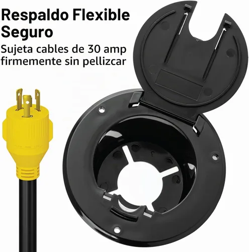 Vista 6 de Halotronics Escotilla redonda eléctrica de 4 1/4 pulgadas para cables de 30 amperios de RV (negra)