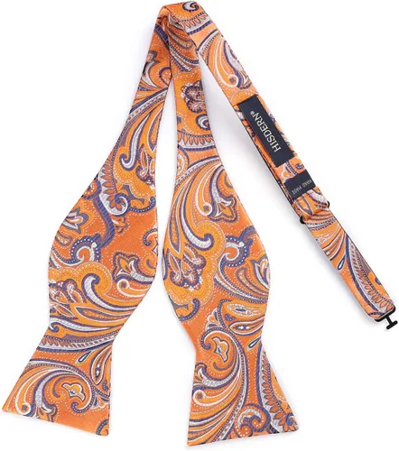 Vista 231 de HISDERN Pajaritas para hombre, corbatín de cachemira para hombre, corbata de lazo y bolsillo cuadrado, juego formal de esmoquin para boda