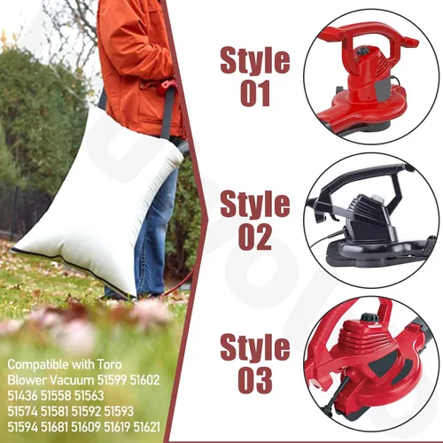 Vista 3 de 127-7040 Soplador de hojas Bolsa de vacío para soplador de hojas Toro reemplazo 108-8994 137-2336, compatible con 51436 51563 51581 51594 51599