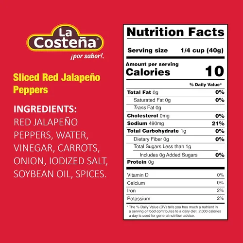 Vista 2 de La Costeña Pimientos jalapeños rojos en rodajas, lata de 7 onzas (paquete de 24)
