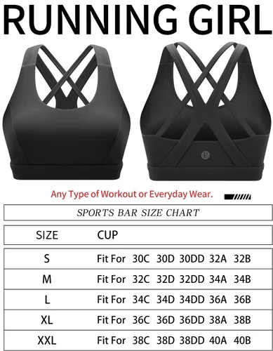 Vista 5 de RUNNING GIRL Brasier deportivo para mujer, soporte medio-alto con tirantes cruzados en la espalda con relleno, sujetadores deportivos de apoyo