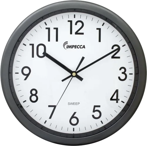 Vista 8 de Impecca WCW12M1 Reloj de pared con movimiento de barrido sin tictac, 12 pulgadas, color negro