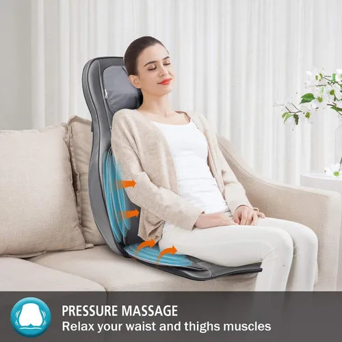 Vista 5 de COMFIER Silla masajeadora con calor, masajeador de espalda Shiatsu portátil con compresión y rodamiento, almohadilla para silla de masaje
