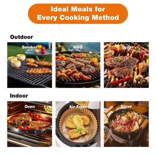 Vista 6 de Termómetro digital de carne para parrilla, termómetros de alimentos de lectura instantánea para cocinar con guía de cocción de alimentos, Naranja