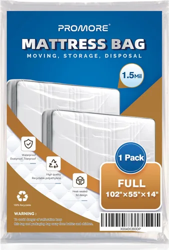 Vista 14 de Bolsa de colchón de plástico para mudanza o almacenamiento, tamaño individual, 1.5 mil Twin/Twin XL Size,Mattress Protector Covers,Moving