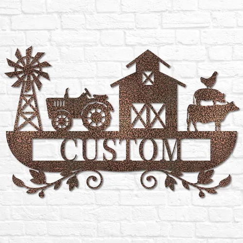 Vista 5 de Placa de metal personalizada para casa de campo, decoración rústica personalizada para el hogar, arte de pared de granja, decoración de casa