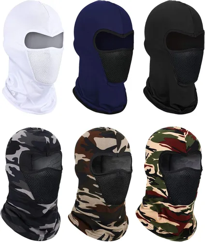 Vista 12 de Pasamontañas de invierno de 6 piezas, transpirable, cubierta facial de esquí, protección contra el polvo, cubierta de cuello largo para actividades