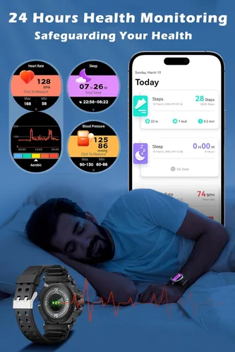 Vista 4 de Reloj inteligente para hombre con auriculares, TWS inalámbricos para teléfonos Android iOS, relojes inteligentes para Android iOS Respuesta/Hacer