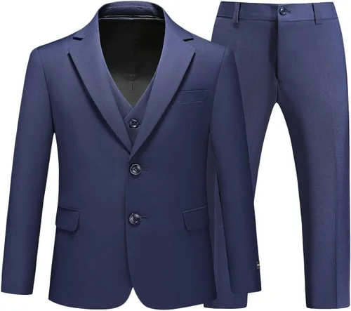 Vista 15 de Boys Suits Slim Fit Formal 3 Piece Kid Wedding Prom Ring Bearer Outfit Negro