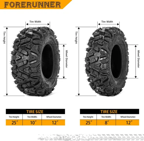 Vista 2 de Neumáticos ATV UTV TRS de 25x8-12 y 25x10-12 (paquete de 4, sin cámara)