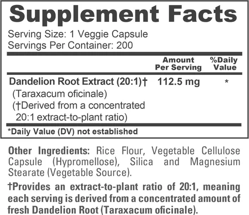 Vista 4 de NusaPure Cápsulas de raíz de diente de león, 112.5 mg, 200 cápsulas vegetales (sin OMG, veganas)