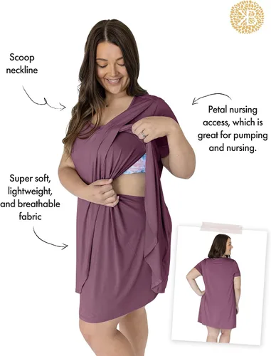 Vista 2 de Kindred Bravely Camisón de maternidad y lactancia con dobladillo tulipán Camisón de lactancia materna para mujer