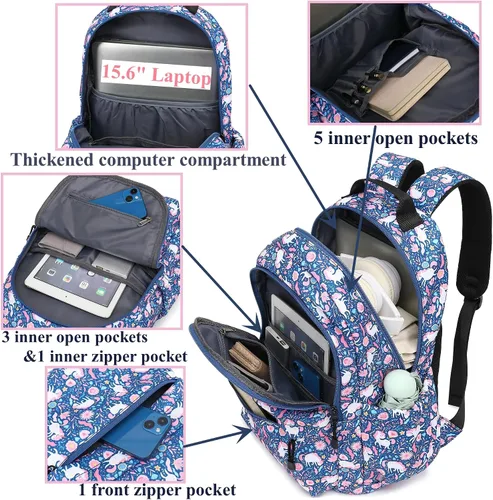 Vista 5 de Leaper Mochila kawaii para laptop para niñas y niños, mochila de viaje para niños, mochila escolar linda para la universidad