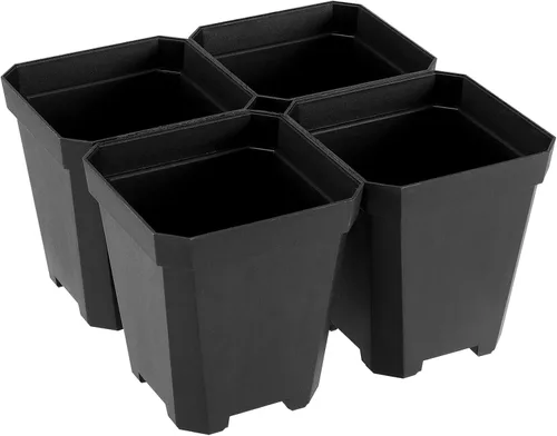 Vista 6 de JOIKIT Paquete de 120 macetas cuadradas negras de 3 pulgadas, maceta de plástico con platillos de orificio de drenaje, maceta pequeña