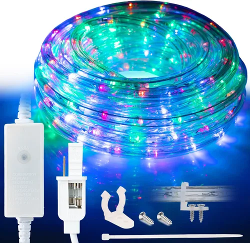 Vista 11 de 108 LED, 10 pies, luz LED de 1/2 pulgada de color blanco cálido para exteriores con controlador de 8 modos, impermeable, certificado ETL
