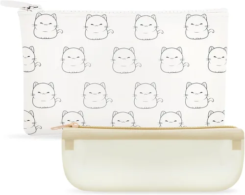 Vista 8 de Manmihealth Bonita bolsa de maquillaje de silicona para gatos, bolsas de cosméticos para mujeres, soporte para brochas de maquillaje de viaje, bolsa