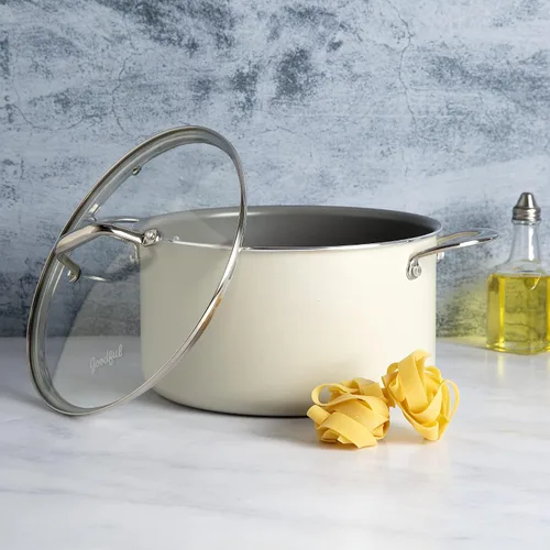 Vista 12 de Goodful Olla de cerámica antiadherente de 6 cuartos de galón, ollas y sartenes aptas para lavavajillas, mango de acero inoxidable de agarre cómodo