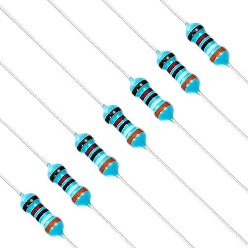 Vista 62 de Chanzon 100 piezas 1 Ω ohm Resistencia 1/4 W (0.25 W) Resistencia fija de película metálica 0.01 ±1% Tolerancia 1R MF Resistencias de agujero