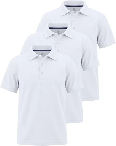 Vista 8 de Real Essentials Paquete de 3: Polo de manga corta para niño, uniforme escolar, rendimiento activo, golf (de 4 a 16 años)