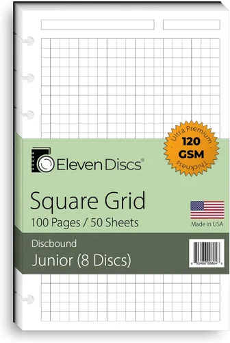 Vista 32 de Eleven Discs Papel Discbound, Hojas de Cuadrícula de Puntos Tamaño Junior - Repuestos Premium de 120gsm Peso Pesado para Cuaderno y Planificador - 8