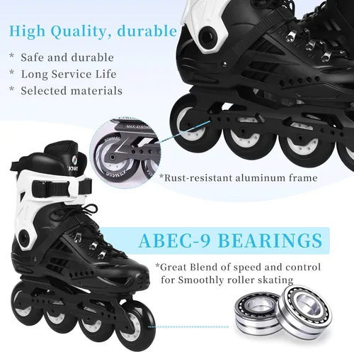 Vista 4 de Patines en línea para mujeres y hombres, patines en línea para adultos, rodamientos de acero al carbono ABEC-7, ruedas de poliuretano 85A de 0.157 x