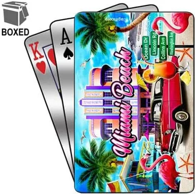 Vista 2 de Lunch Money Baraja de póquer de cartas de Miami Beach - Viene en un estuche rígido coleccionable