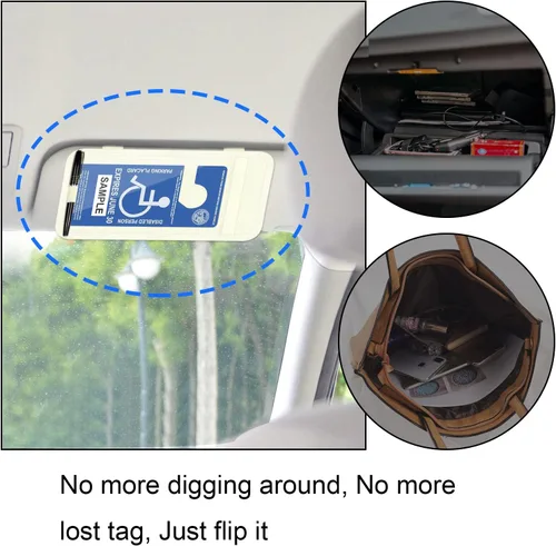 Vista 3 de Wisdompro - Soporte para cartel de discapacitados para automóvil, protector de letrero de estacionamiento para discapacitados para visera solar