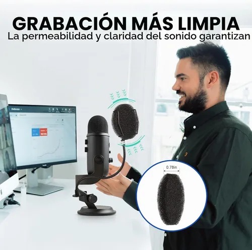 Vista 2 de Filtro pop para micrófono: pantalla de viento pop en capas de esponja con cuello de cisne flexible mejorado de 360°