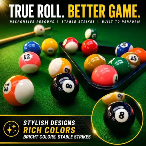 Vista 3 de HMQQ Billiard Balls Set 2-1/4" Regulation Size Pool Table Balls for Replacement (16 Resin Balls)