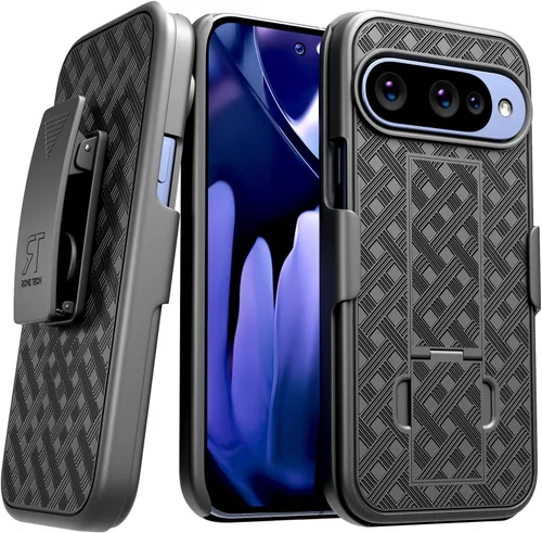 Vista 5 de Funda diseñada para Google Pixel 10/10 Pro con funda de clip para cinturón Negro