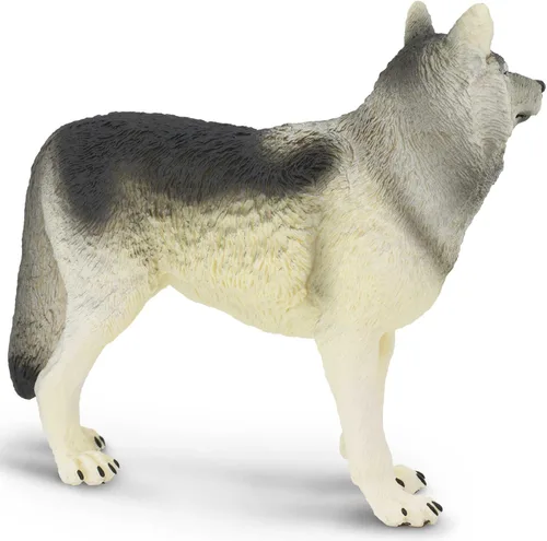 Vista 7 de Safari Ltd. Figura de juguete de lobo gris, figura detallada de plástico de 4.8 pulgadas, divertido juguete educativo para niños, niñas y niños a