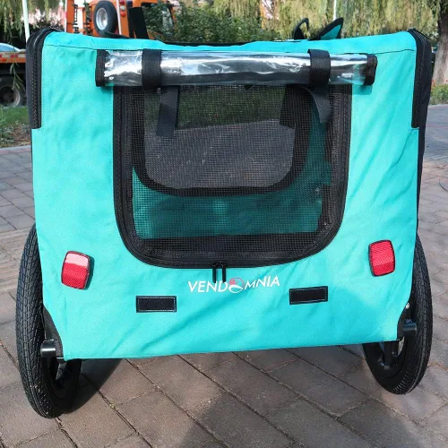 Vista 3 de HomVent Remolque de bicicleta para perros, vagón plegable para mascotas con ruedas de 16 pulgadas para perros pequeños y grandes Azul claro
