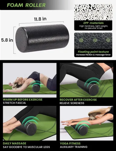 Vista 6 de Kit de inicio de yoga 12 en 1 – El juego de yoga incluye esterilla de yoga, rodillo de espuma, 4 bandas de resistencia, bloques de yoga 2 paquetes