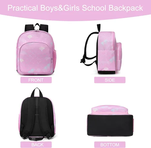 Vista 6 de CLUCI Mochila infantil para niños y niñas, mochila para preescolar con correa ajustable, 12L, Rosa 404, Mochilas Daypack
