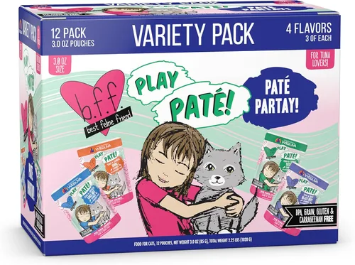 Vista 20 de Weruva B.F.F. PLAY - Best Feline Friend Paté Lovers, Aw Yeah!, Beef & Atún Ta Da! con carne de res y atún, bolsa de 3 onzas (paquete de 12)