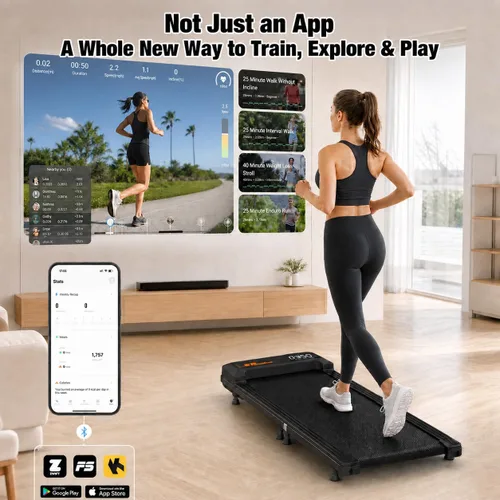 Vista 3 de Caminadora plegable compacta para oficina en casa y espacios pequeños Negro