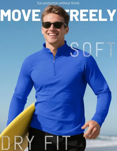 Vista 4 de KEFITEVD Camiseta de manga larga con protección solar UPF 50+ con Azur