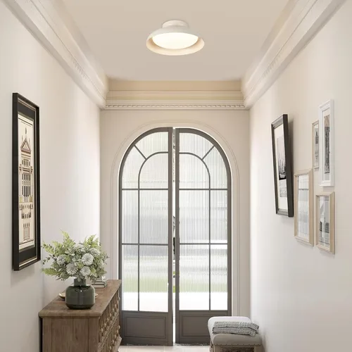 Vista 7 de BISAMIYA Lámpara de techo LED moderna regulable, lámpara de techo semiempotrada de 15.7 pulgadas, lámpara de ángulo ajustable, acento de latón